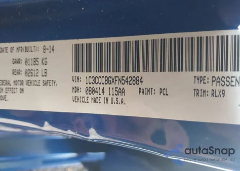 2015 Chrysler 200 S z USA, uszkodzony, nr VIN 1C3CCCBGXFN542884